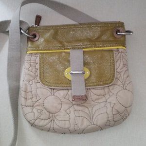 💥HP💥Fossil Keyper chartreuse/taupe crossbody bag NWOT